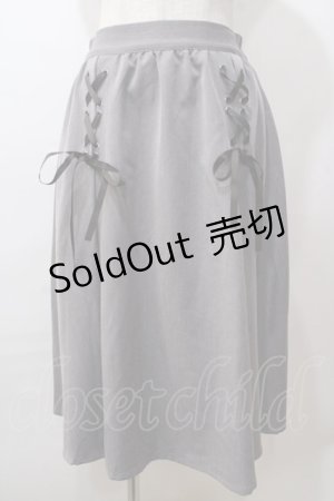 画像: axes femme / 編み上げミディ丈スカート M グレー Y-25-08-15-171-AX-SK-SZ-ZY