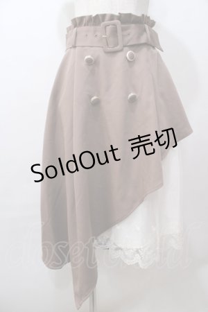 画像: axes femme POETIQUE / レースアシメトレンチスカート M 茶 Y-25-08-15-173-AX-SK-SZ-ZY