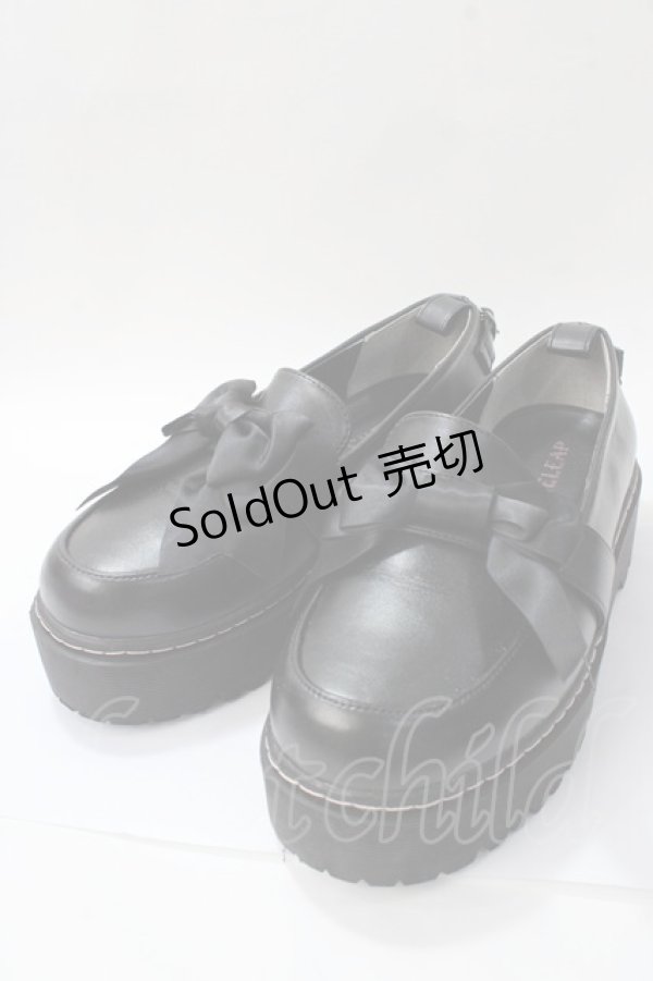 画像1: CHELEAP / 4cmヒールサテンリボンパンプス M 黒 Y-25-08-15-038-LO-SH-SZ-ZT-K017 (1)