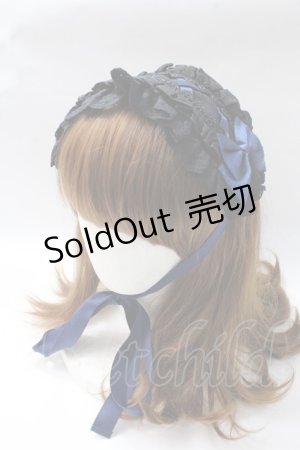 画像: ATELIER PIERROT / 編み上げヘッドドレス  ブラック×ネイビー Y-25-08-17-050-EL-AC-SZ-ZY