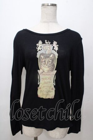 画像: Jane Marple / スイスコットンkittenプリントのロングTシャツ M 黒 Y-25-08-17-067-JM-TO-SZ-ZY