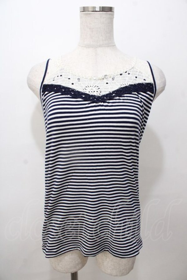 画像1: axes femme / ボーダータンク  紺 Y-25-08-17-073-AX-TO-SZ-ZT013 (1)