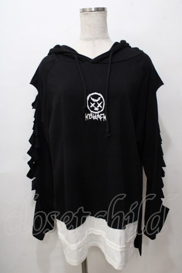 画像1: KRY CLOTHING / 袖ダメージパーカー  黒 Y-25-08-17-080-EL-TO-SZ-ZY (1)