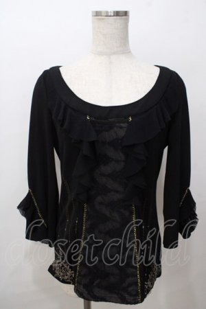画像: Rozen Kavalier / フロントレース裾刺繍トップス  黒 Y-25-08-17-085-OO-TO-SZ-ZY