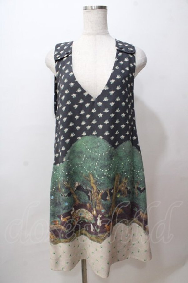 画像1: Franche Lippee / ピクニック柄ワンピース M 黒 Y-25-08-17-105-LO-OP-SZ-ZY (1)