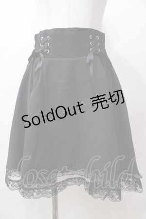 画像: NOEMIE / ウエストWスピンドル裾レーススカート M 黒 Y-25-08-17-116-LO-SK-SZ-ZY