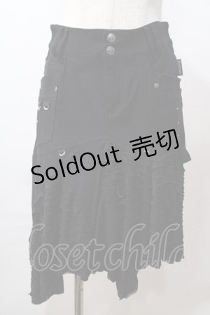 画像: Ozz Croce / ダメージ加工入りスカート  黒 Y-25-08-17-121-OO-SK-SZ-ZY
