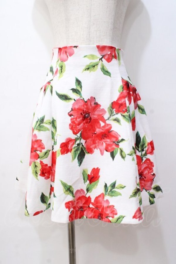 画像1: LIZ LISA / ぼかし花柄スカート 0 白×赤 Y-25-08-18-026-LO-SK-SZ-ZI (1)