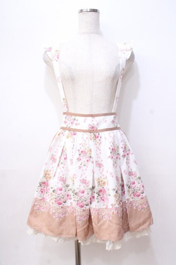 画像1: LIZ LISA / 花柄サスペンダースカート 0 オフ白 Y-25-08-18-028-LO-SK-SZ-ZH (1)