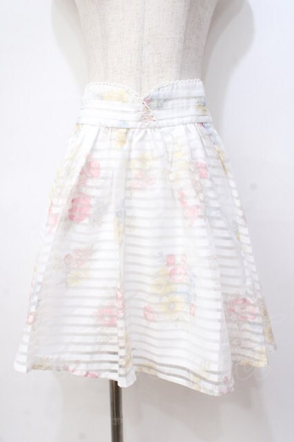 画像1: LIZ LISA / 花プリントシアースカート 0 白 Y-25-08-18-029-LO-SK-SZ-ZI (1)