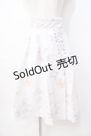 画像: LIZ LISA / ツィードフラワースカート 0 オフ白×サックス Y-25-08-18-057-LO-SK-SZ-ZY