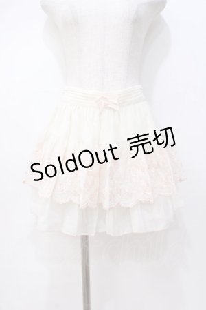 画像: LIZ LISA / ローズ×リボン刺繍スカパン 0 オフ白 Y-25-08-18-067-LO-SK-SZ-ZH