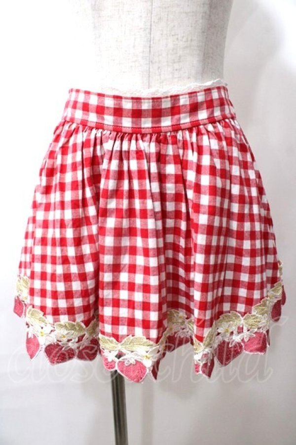 画像1: LIZ LISA / ギンガムイチゴスカパン 0 アカ Y-25-08-18-076-LO-SK-SZ-ZH (1)