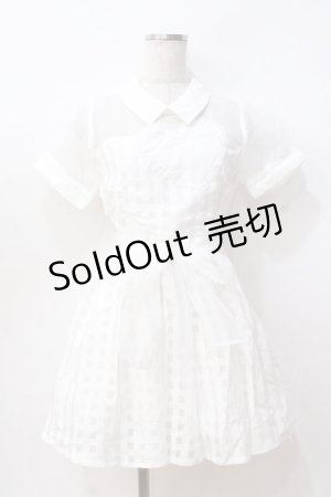 画像: LIZ LISA / ハート衿付きシアーチェックワンピース 0 白 Y-25-08-18-009-LO-OP-SZ-ZY