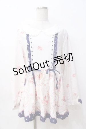 画像: LIZ LISA / スウィートプレートAライントップス 0 オフ×紺 Y-25-08-18-015-LO-TO-SZ-ZI