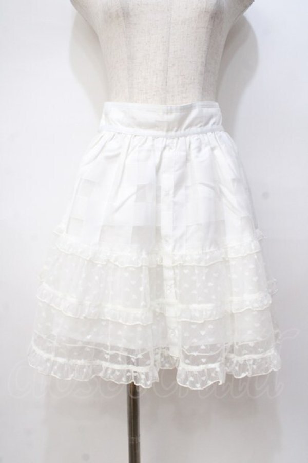 画像1: LIZ LISA / シアーギンガムハートスカート 0 白 Y-25-08-18-019-LO-SK-SZ-ZI (1)