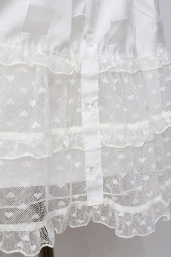 画像4: LIZ LISA / シアーギンガムハートスカート 0 白 Y-25-08-18-019-LO-SK-SZ-ZI (4)