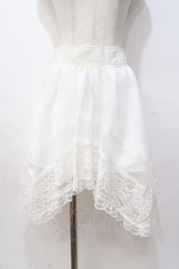 画像1: LIZ LISA / レースイレヘムスカート 0 白 Y-25-08-18-021-LO-SK-SZ-ZT052 (1)