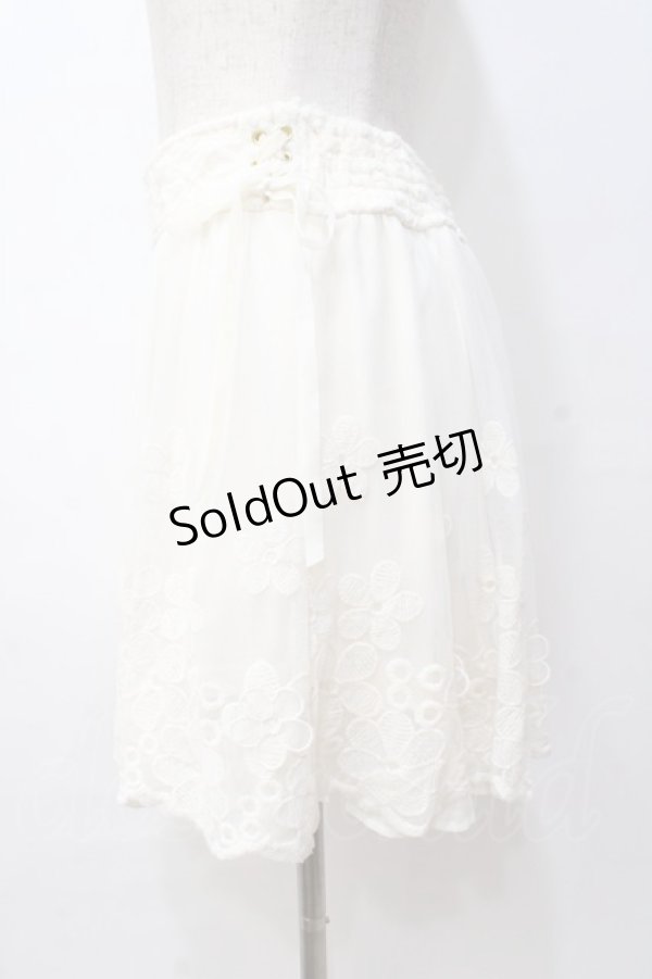 画像2: LIZ LISA / お花刺繍レースチュールスカート 0 アイボリー Y-25-08-18-022-LO-SK-SZ-ZH (2)