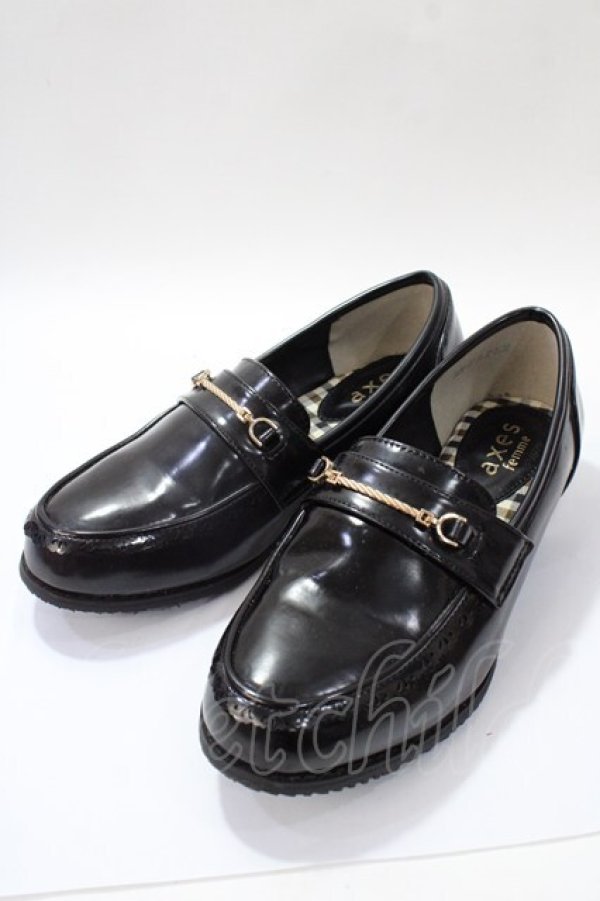 画像1: axes femme / パールヒールローファー M 黒 Y-25-08-19-040-AX-SH-SZ-ZT501 (1)