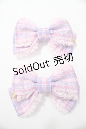 画像: Angelic Pretty / Sprinkle Heart TartanリボンクリップSet  ピンク Y-25-08-19-007-AP-AC-SZ-ZY