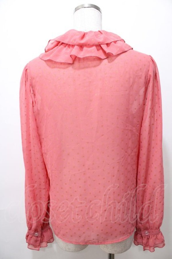 画像2: Emily Temple cute / ラメドットジョーゼットフリルブラウス  ピンク Y-25-08-19-047-ET-BL-SZ-ZT195 (2)