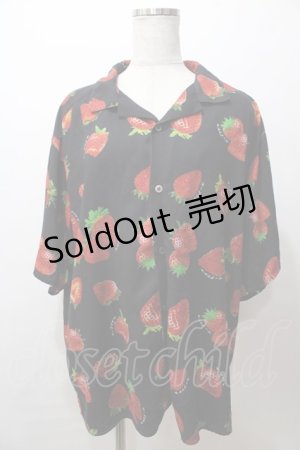 画像: AXES-X / ストロベリープリントアロハシャツ L 黒 Y-25-08-19-057-AX-BL-SZ-ZT300