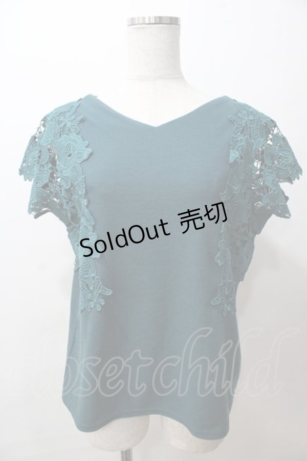 画像1: axes femme / レース袖カットT M グリーン Y-25-08-19-059-AX-TO-SZ-ZT196 (1)