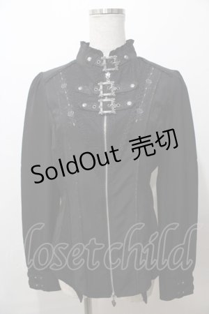 画像: Ozz oneste / ベルトデザインジップシャツ  黒 Y-25-08-19-064-OO-BL-SZ-ZY
