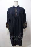 画像1: axes femme / 袖刺繍Aラインシャツワンピース M 紺 Y-25-08-19-070-AX-OP-SZ-ZY (1)