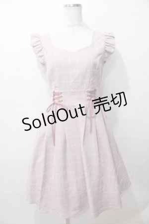 画像: Amavel / Wレースアップカタフリルチェックワンピース F ピンク Y-25-08-19-091-CA-OP-SZ-ZT326