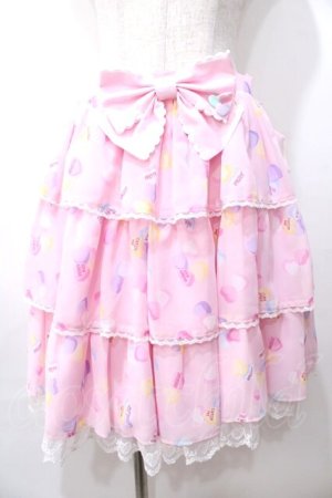 画像: Angelic Pretty / Sugar Heartsティアードスカート  ピンク Y-25-08-19-093-AP-SK-SZ-ZY