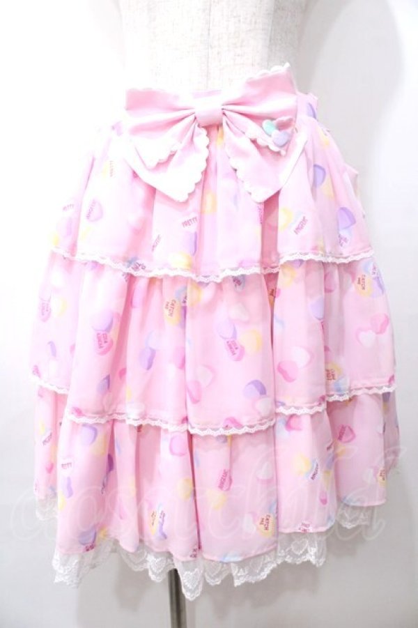 画像1: Angelic Pretty / Sugar Heartsティアードスカート  ピンク Y-25-08-19-093-AP-SK-SZ-ZY (1)