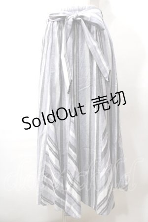 画像: axes femme / マルチストライプスカート M サックス Y-25-08-19-107-AX-SK-SZ-ZI