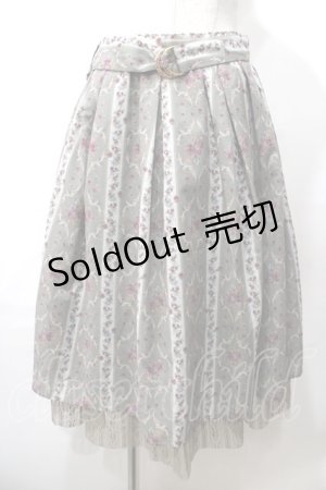 画像: axes femme / バラ×ストライプ柄スカート M グリーン Y-25-08-19-108-AX-OP-SZ-ZI