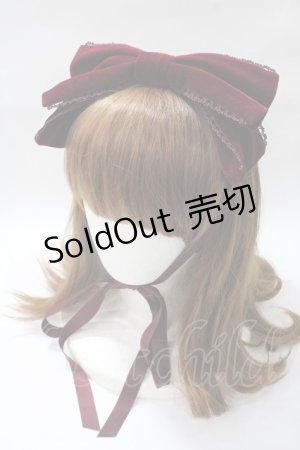 画像: axes femme kawaii / ベロアリボンヘッドドレス  ワイン Y-25-08-19-033-AX-AC-SZ-ZY