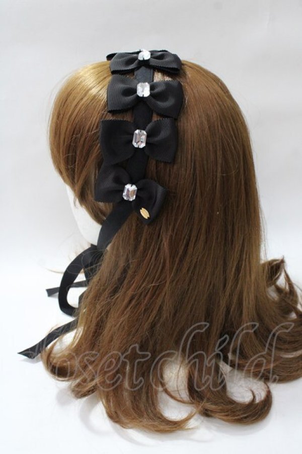 画像2: Angelic Pretty / Jewelry Ribbonヘッドドレス  黒 Y-25-08-19-035-AP-AC-SZ-ZY (2)