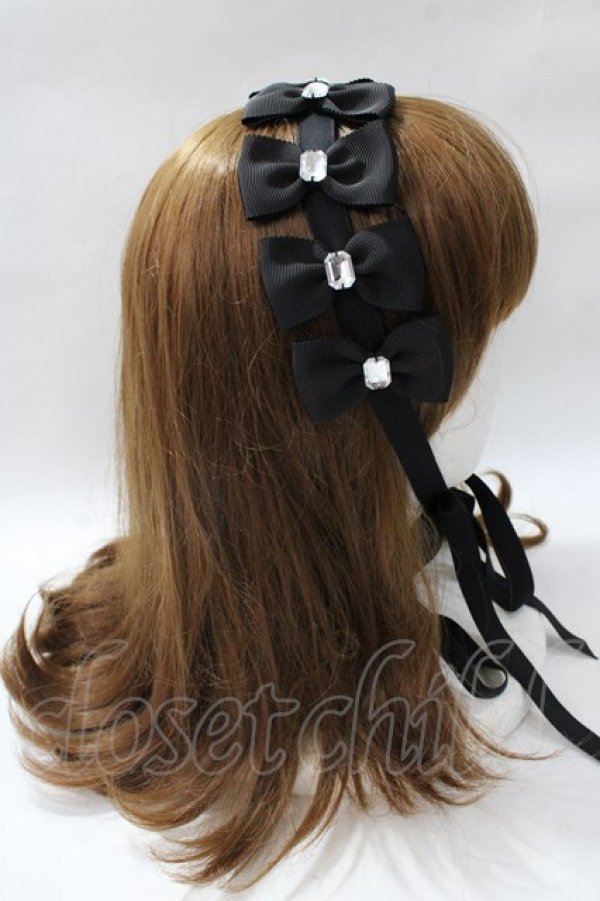 画像3: Angelic Pretty / Jewelry Ribbonヘッドドレス  黒 Y-25-08-19-035-AP-AC-SZ-ZY (3)
