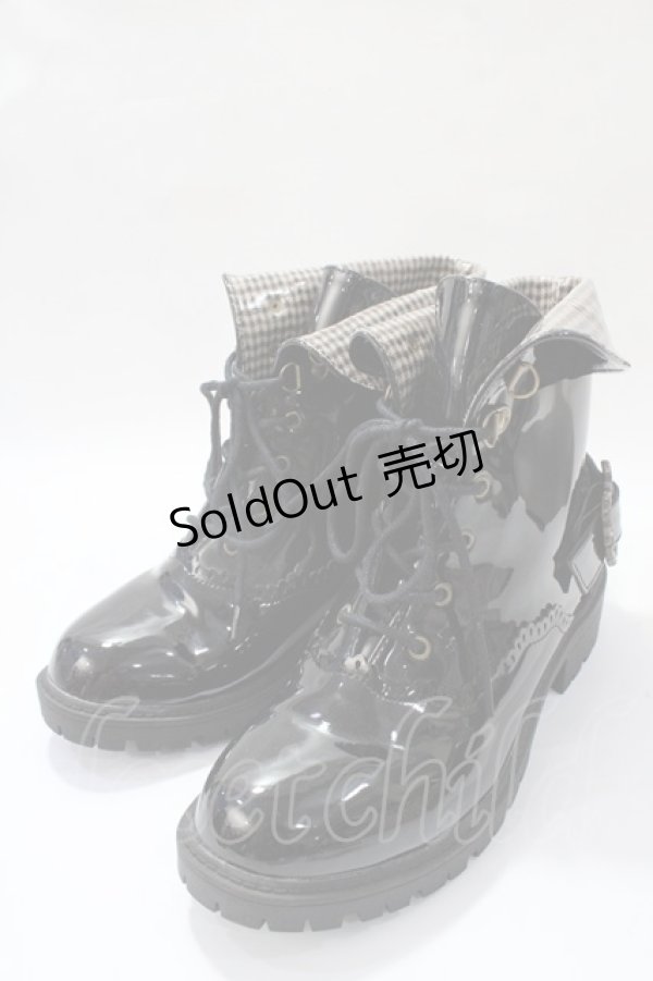 画像1: axes femme / バックル使いレインブーツ M 黒 Y-25-08-19-038-AX-SH-SZ-ZY (1)