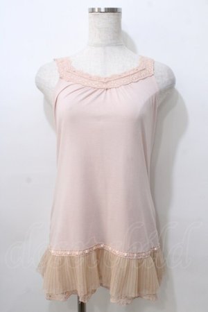 画像: axes femme / 裾チュールレースタンク  ピンク Y-25-08-23-049-AX-TO-SZ-ZY