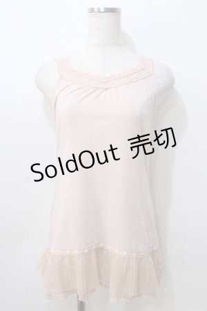 画像: axes femme / 裾チュールレースタンク  ピンク Y-25-08-23-049-AX-TO-SZ-ZY