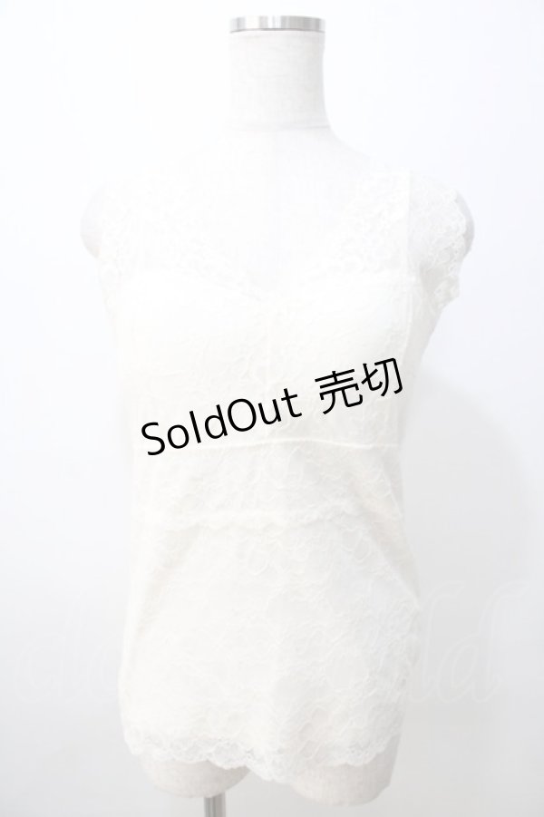 画像1: axes femme / カップ付き総レースタンク  生成り Y-25-08-23-053-AX-TO-SZ-ZI (1)
