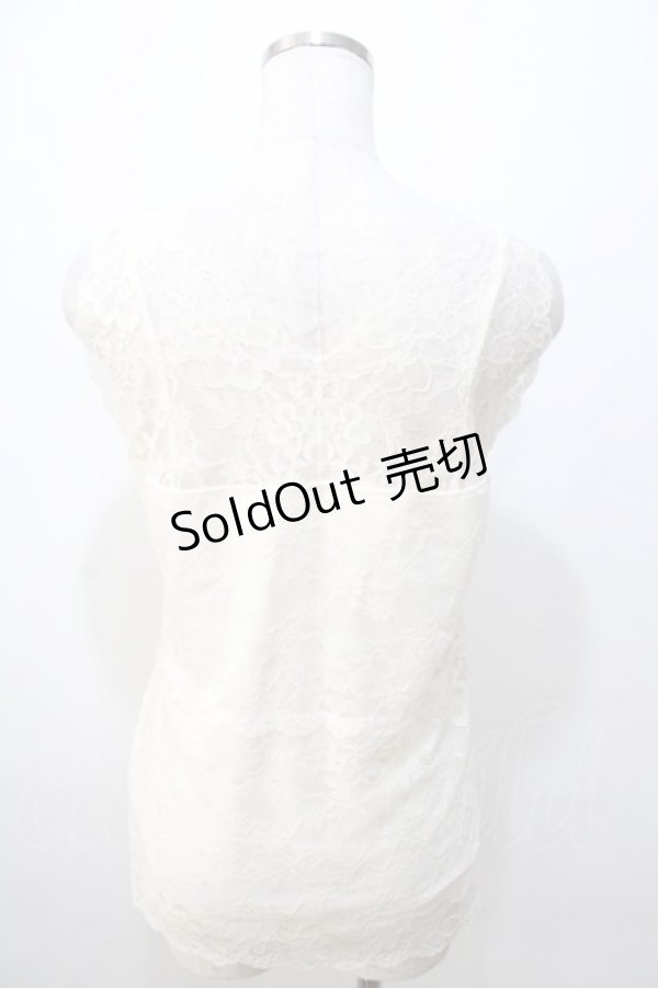 画像2: axes femme / カップ付き総レースタンク  生成り Y-25-08-23-053-AX-TO-SZ-ZI (2)