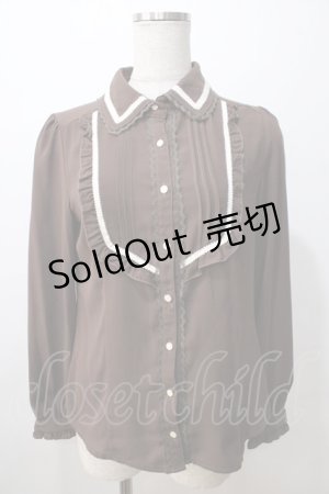 画像: axes femme / バイカラーリボンブラウス  ブラウン Y-25-08-23-055-AX-BL-SZ-ZY