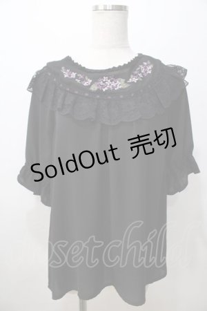 画像: axes femme / 紫陽花刺繍ブラウス  黒 Y-25-08-23-056-AX-BL-SZ-ZY