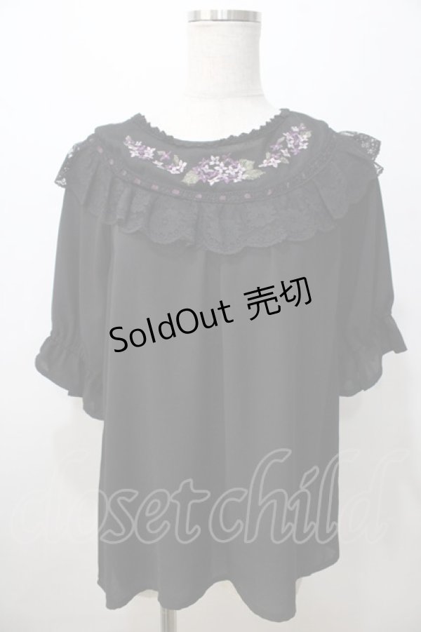 画像1: axes femme / 紫陽花刺繍ブラウス  黒 Y-25-08-23-056-AX-BL-SZ-ZY (1)