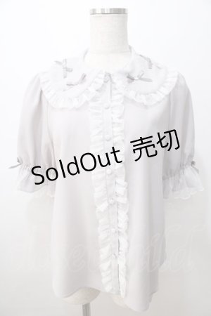 画像: axes femme kawaii / プチリボン半袖ブラウス M グレー Y-25-08-23-059-AX-BL-SZ-ZH