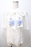 画像1: axes femme / 紫陽花装飾リボンブラウスプルオーバー F 白 Y-25-08-23-061-AX-TO-SZ-ZT129 (1)