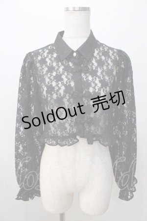 画像: axes femme POETIQUE / チャイナボタンレースブラウス M 黒 Y-25-08-23-070-AX-BL-SZ-ZY