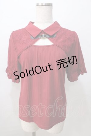 画像: axes femme / ベルト付リブトップス F 赤 Y-25-08-23-071-AX-TO-SZ-ZY